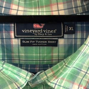 Vineyard Vines Green and Blue Plaid Slim Fit Button-Down Shirt